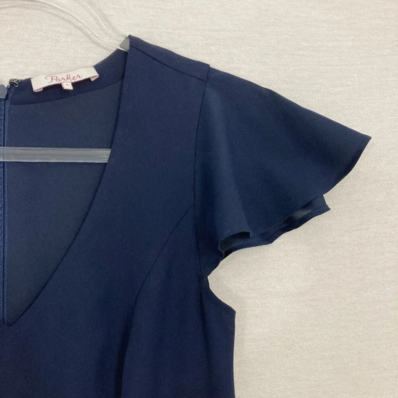 Parker Navy Flutter Sleeve V Neck Belted Rompers size 2 - Picture 4 of 9